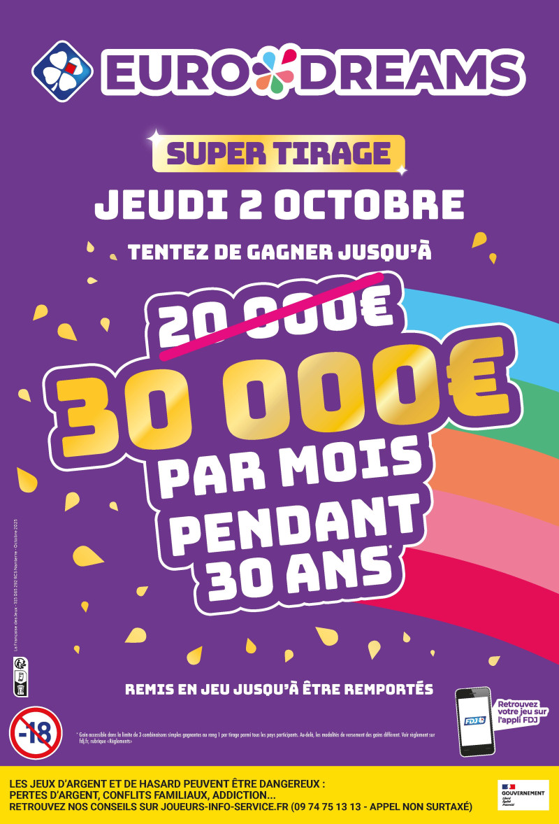 EuroDreams : Résultats du tirage du 2 octobre 2025 et gains en vue
