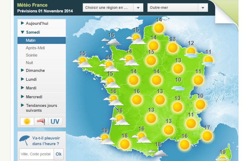Météo France : Les prévisions de température pour aujourd'hui en France