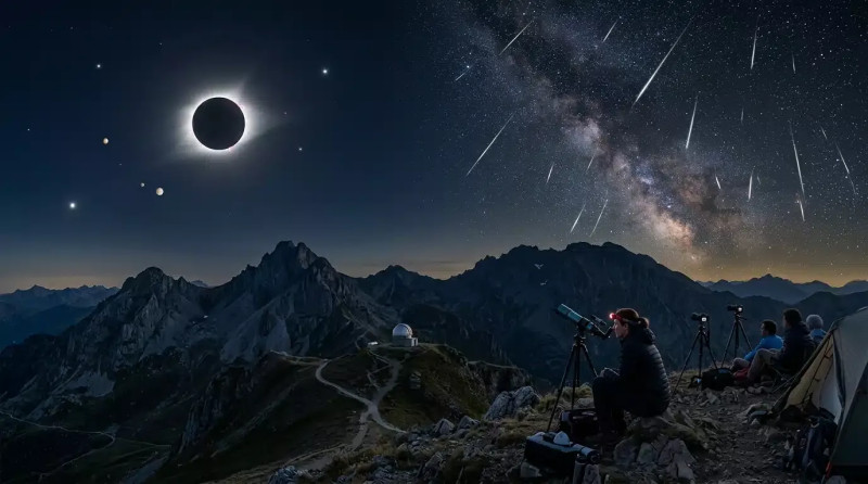 Observation de l'éclipse solaire et des étoiles filantes, une nuit mémorable en Lot-et-Garonne