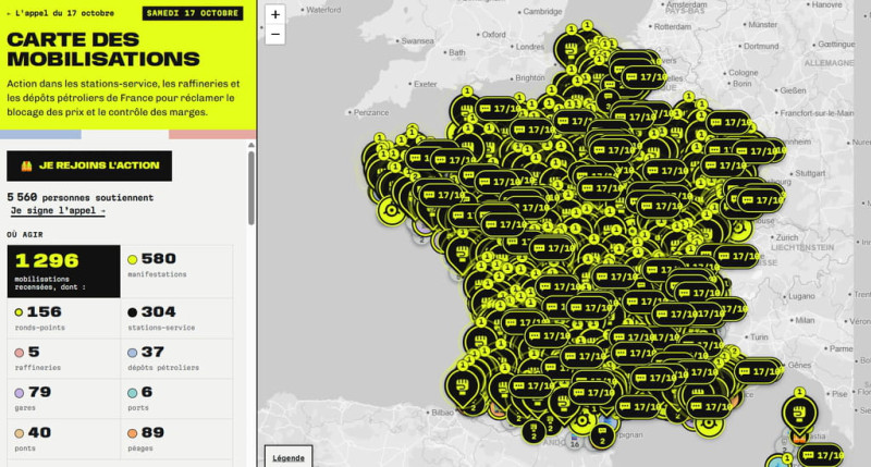 Gilets jaunes : 1 457 mobilisations recensées pour le 17 octobre