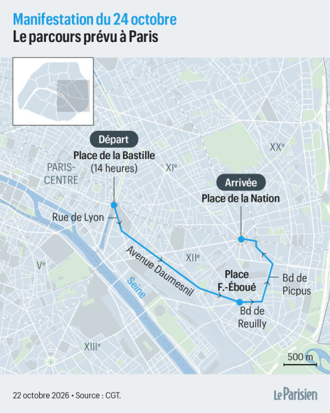 Manifestations du 24 octobre : parcours modifié à Paris et tensions dans les villes